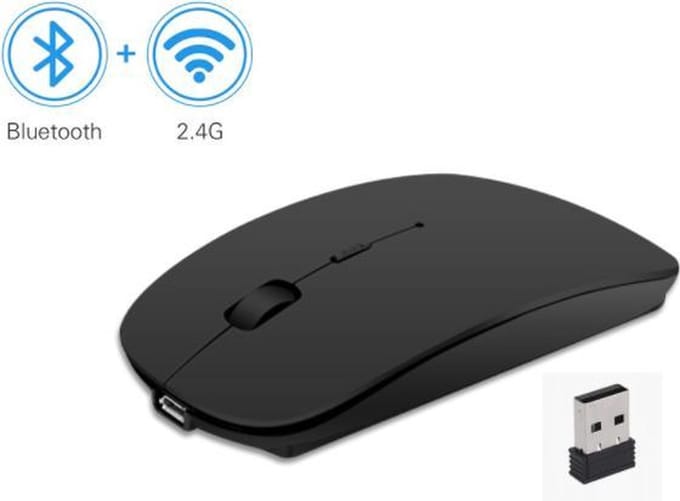Premium draadloze muis 2.4 Ghz - Bluetooth USB ontvanger - voor Laptop, desktop en tablet - Zwart