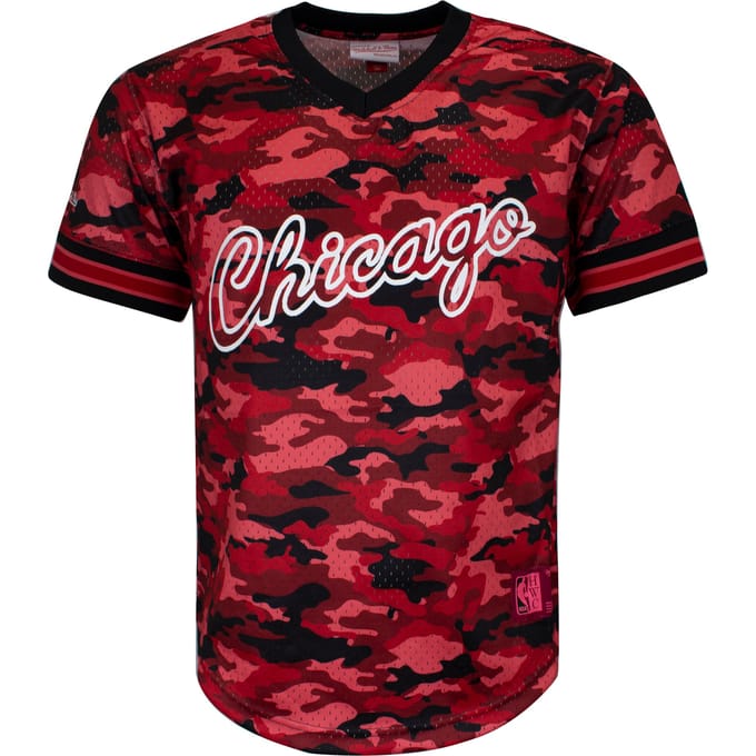 Mitchell & Ness Camo Mesh Team Colour Chicago Bulls Heren T-shirt
