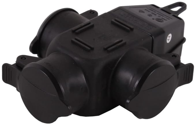 Verdeelstekker rubber - 253V - Stekker 3 voudig - Stekkerdoos - Fluxon