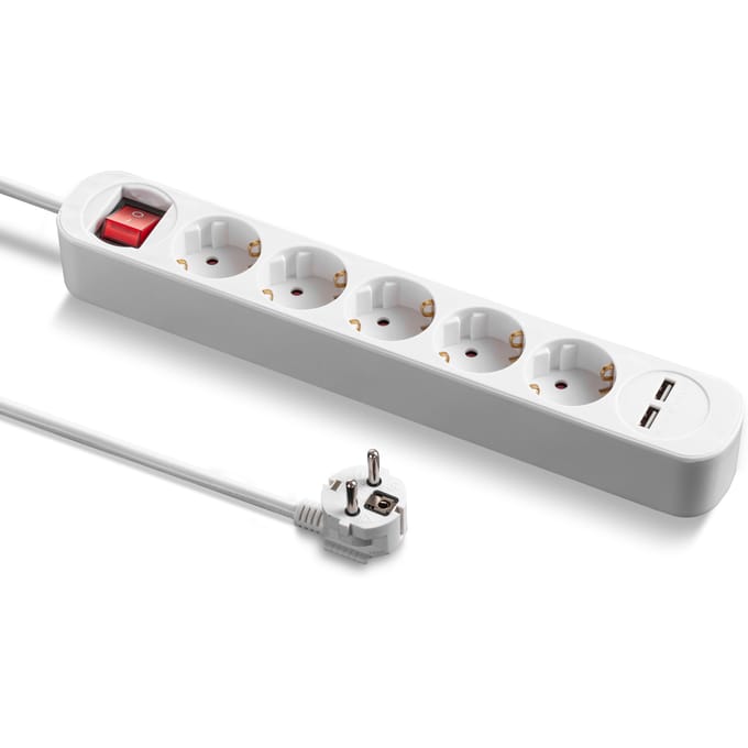 TROTEC Stekkerdoos PVH5 - 5-voudige stekkerdoos met 2 USB-aansluitingen