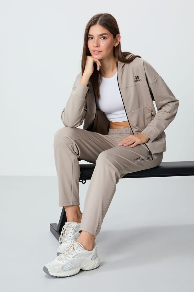 Dames Hoodie Met Rits En Broek Set