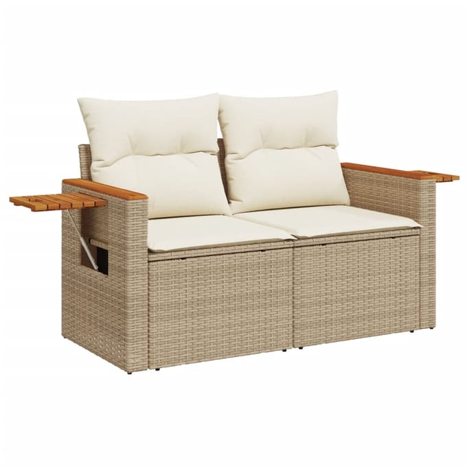 vidaXL - 6-delige - Loungeset - met - kussens - poly - rattan - beige