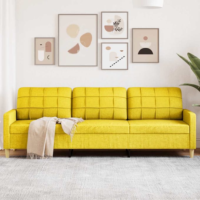 vidaXL - Driezitsbank - 210 - cm - stof - lichtgeel