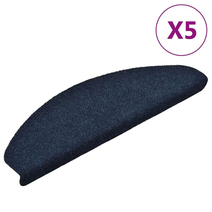 vidaXL - Trapmatten - Zelfklevend - 5 - stuks - 65x21x4 - cm - Marineblauw - Halfrond - Groot