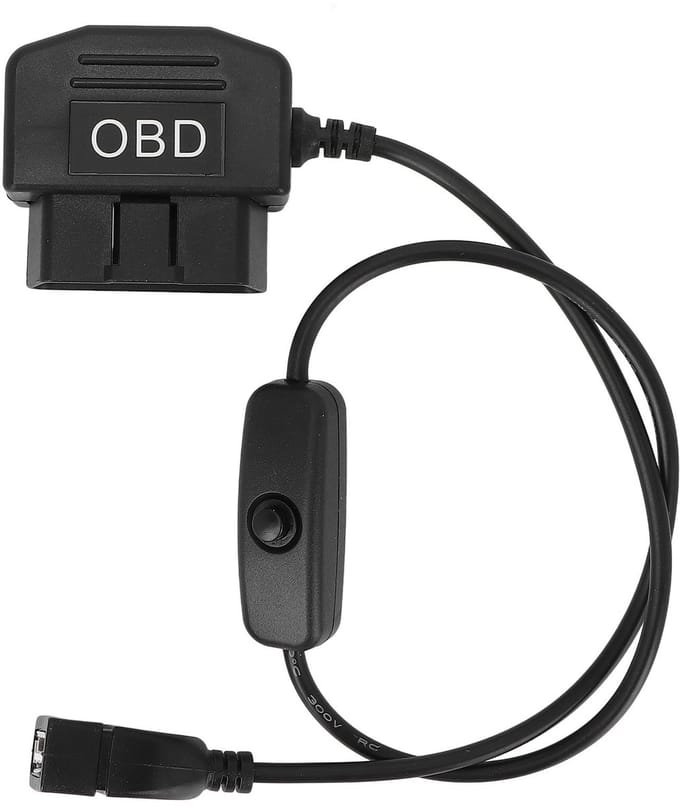 Allecto - OBD2 Mini-USB Oplaadkabel voor Dashcam - 24 Uur Voeding met Schakelaar