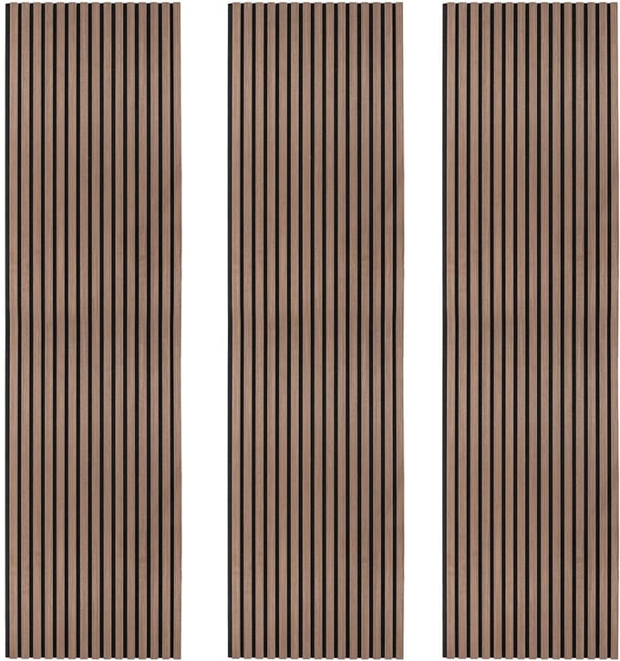 Akoestische lamellenpanelen x3 - donker walnoot - 240x60 cm