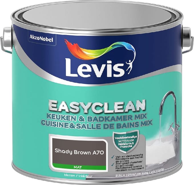 Levis - Easyclean Keuken & Badkamer Mix - Shady Brown A70 - Mengverf - 2,5 L
