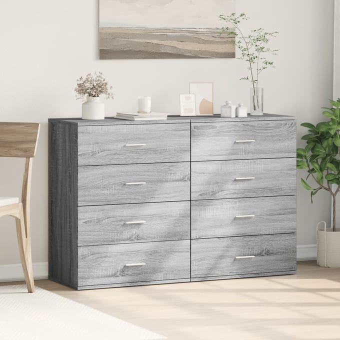 vidaXL - Dressoirs - 2 - st - 60x39x80 - cm - bewerkt - hout - grijs - sonoma