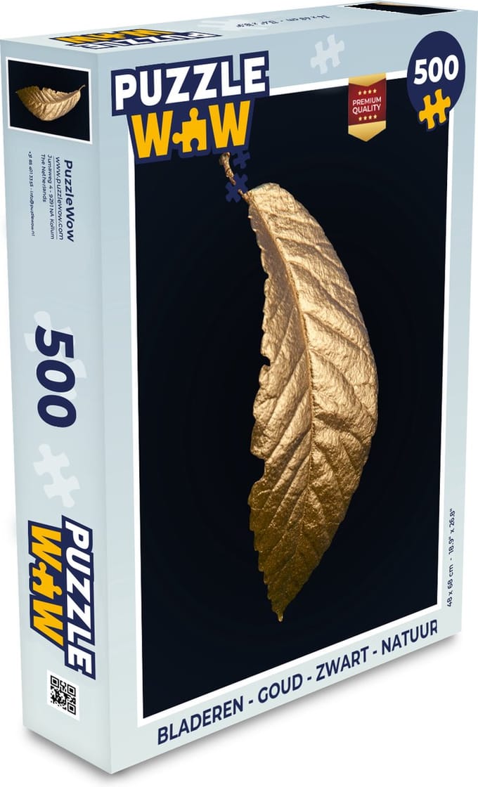 Puzzel Bladeren - Luxe - Goud - Zwart - Natuur - Legpuzzel - Puzzel 500 stukjes