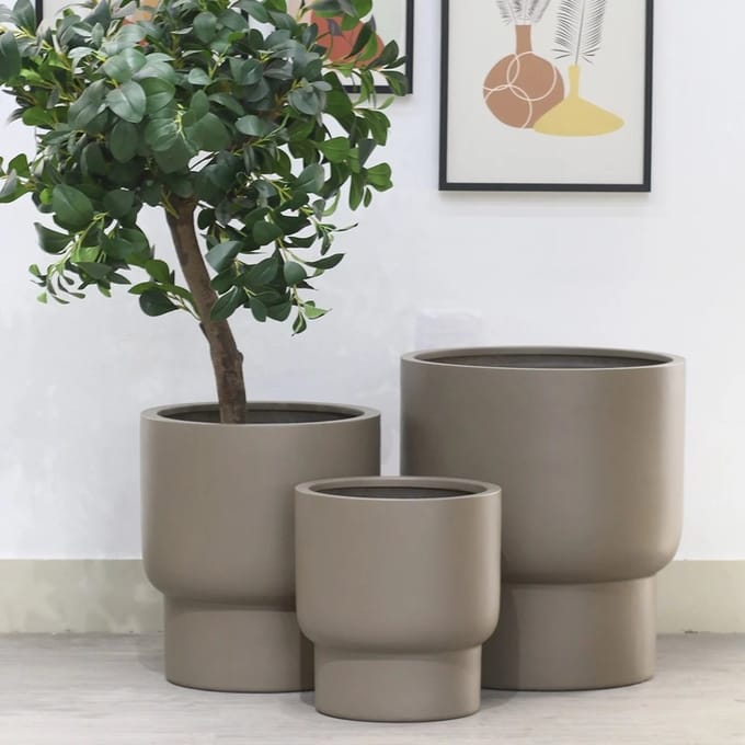 Bloempot Roskilde Medium | Plantenbak | Taupe | Ø45xH50cm