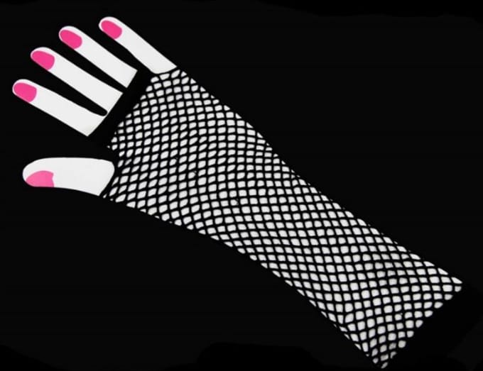 Lange net handschoenen zwart