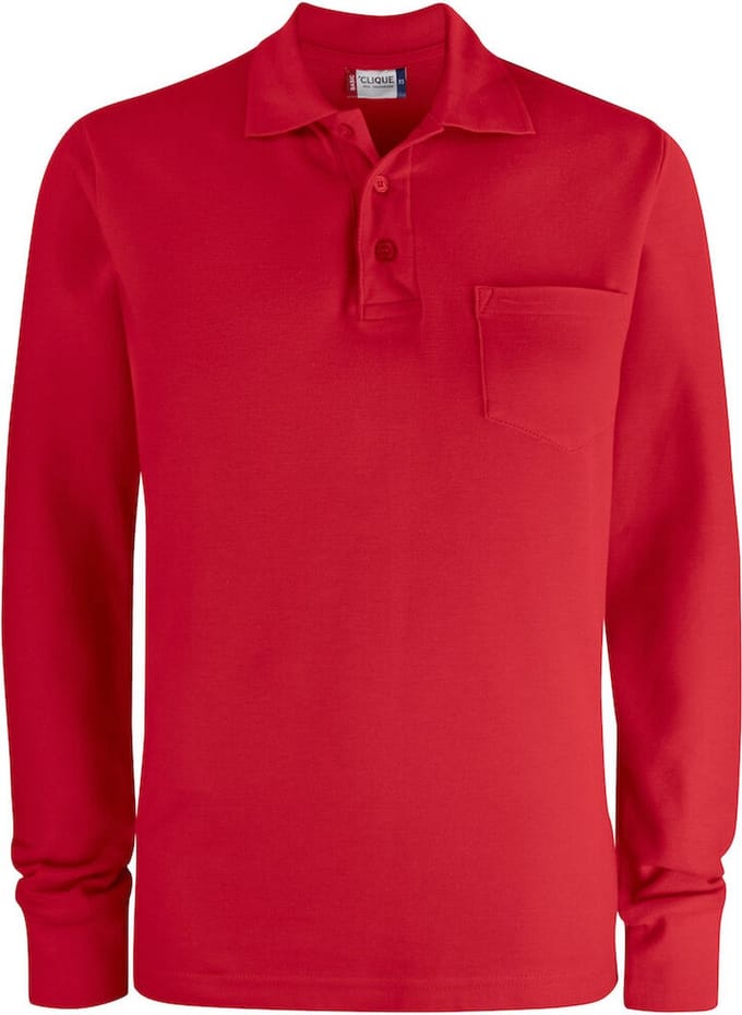 Clique Basic Polo Pocket L/S 028235 - Rood - M