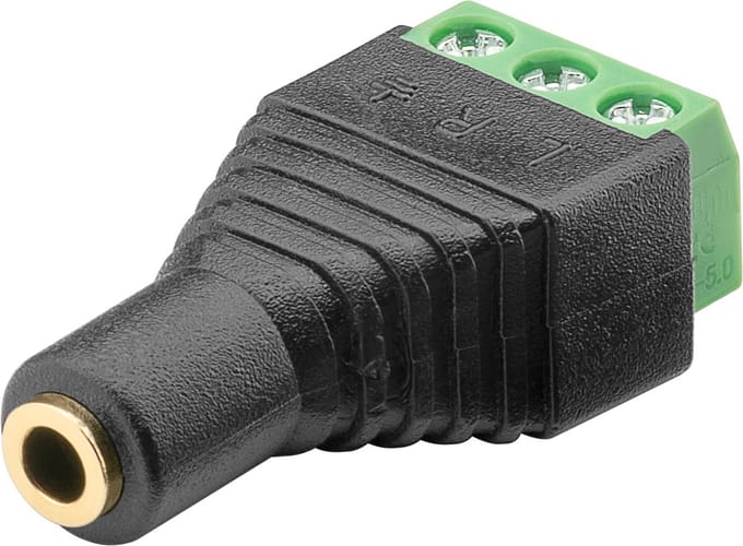3,5mm Jack (v) Terminal Block - verguld - 3-polig / stereo