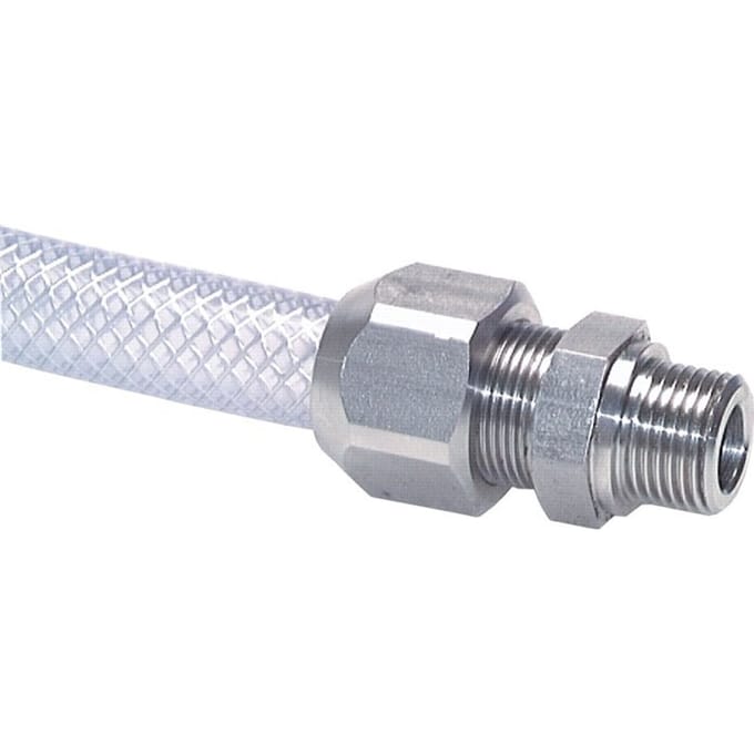 20x13mm & G1/2'' RVS Rechte Knelfitting Buitendraad 10bar PTFE