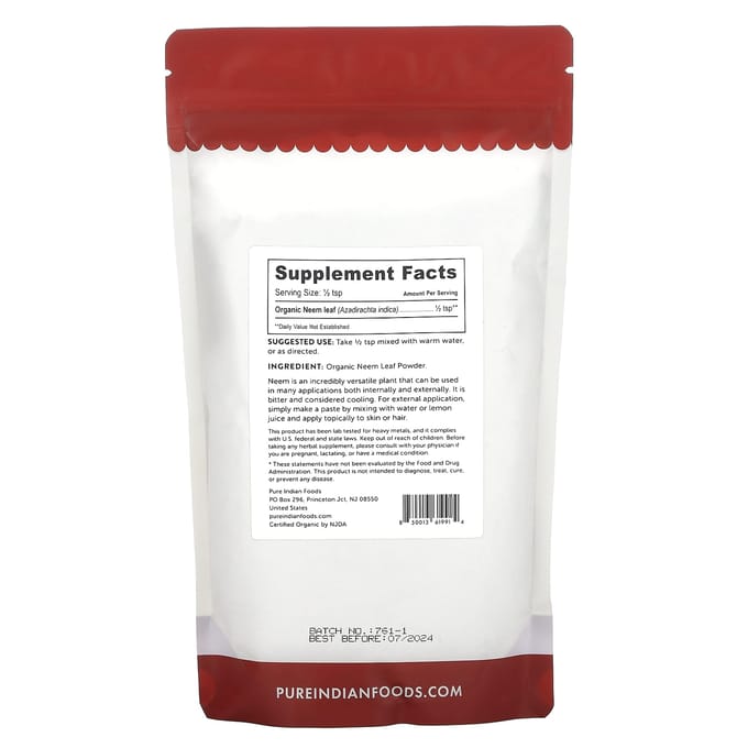 Biologisch Neem Bladpoeder, 227G(8oz)