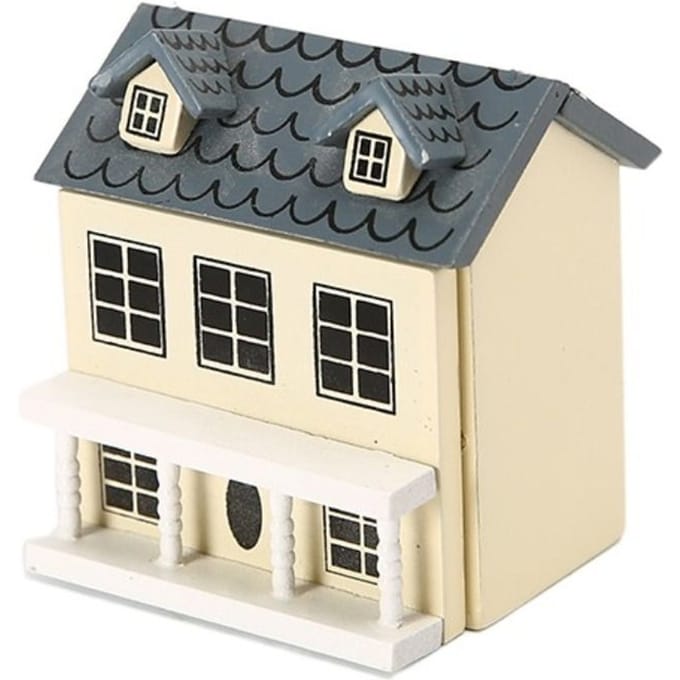 1:12 Poppenhuis Miniatuur Huis Simulatie Mini Villa Miniatuur Ambachtelijk Gebouw Houten Mini Miniatuur Huis Model beige