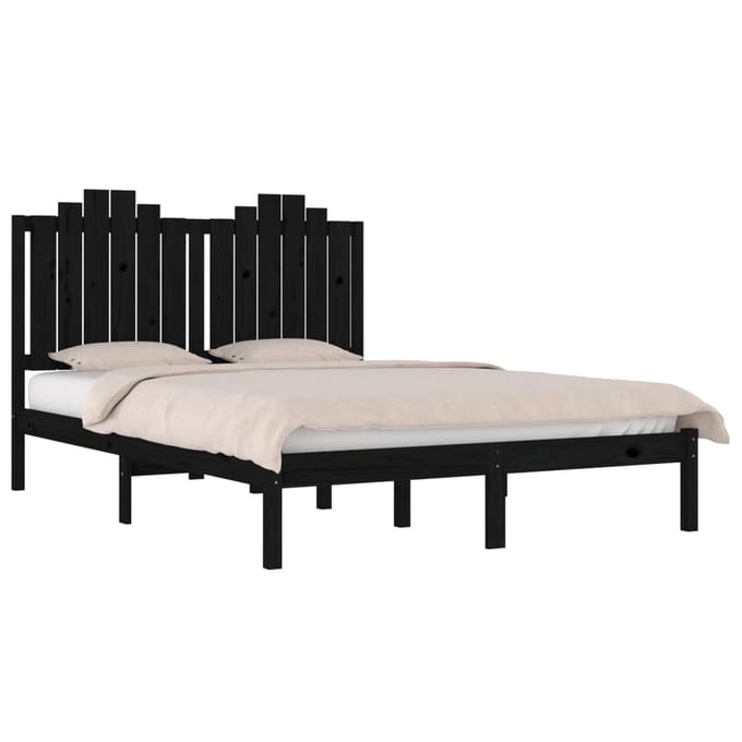 vidaXL - Bedframe - massief - grenenhout - zwart - 140x190 - cm