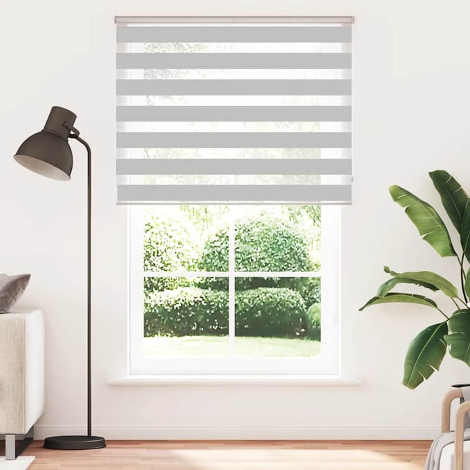 vidaXL - Zebra - rolgordijn - 145x200 - cm - stofbreedte - 140,9 - cm - lichtgrijs
