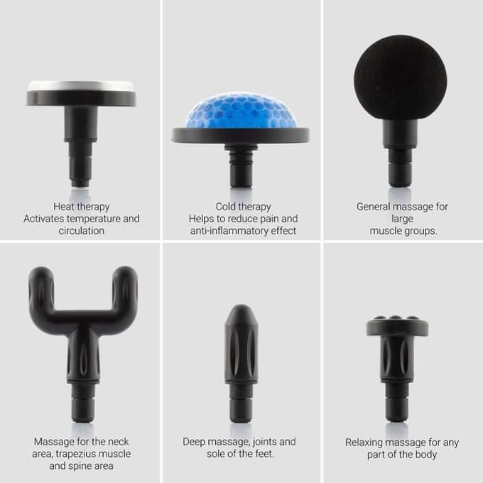 Pistolet de Massage - Hokgun - InnovaGoods - Chaud et Froid - Multifonction - Récupération Musculaire blanc