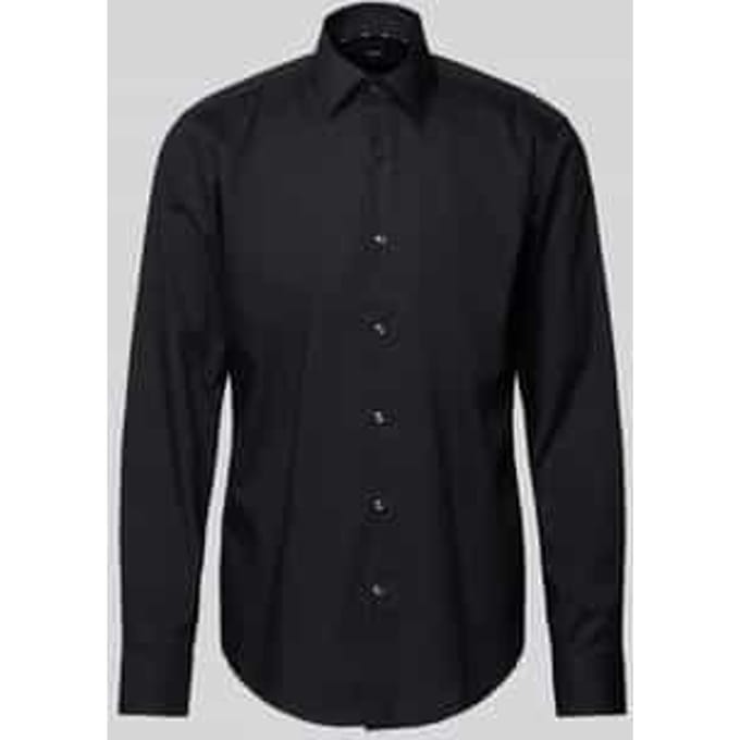 BOSS Joe regular fit overhemd - popeline - zwart - Strijkvriendelijk - Boordmaat: 45