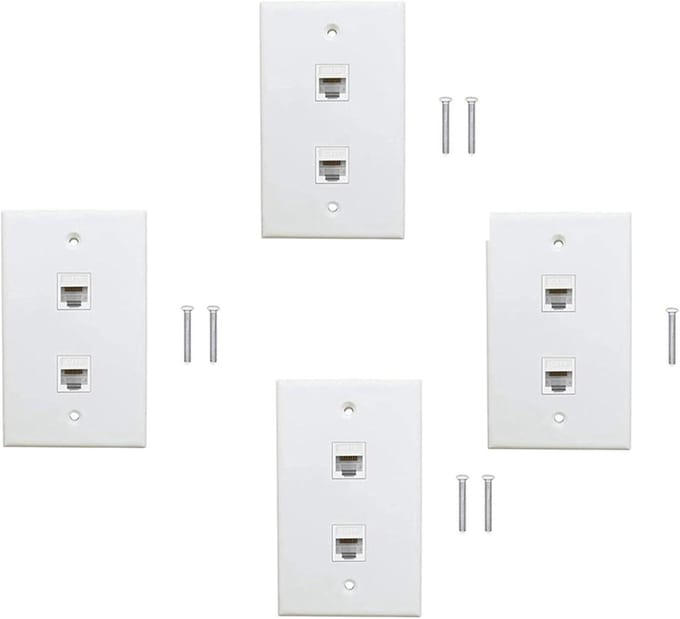 Ethernet Wandplaten - Netwerk Contactdozen - Internet Aansluiten - Cat6 Bus Koppeling - 4 Stuks - Wit
