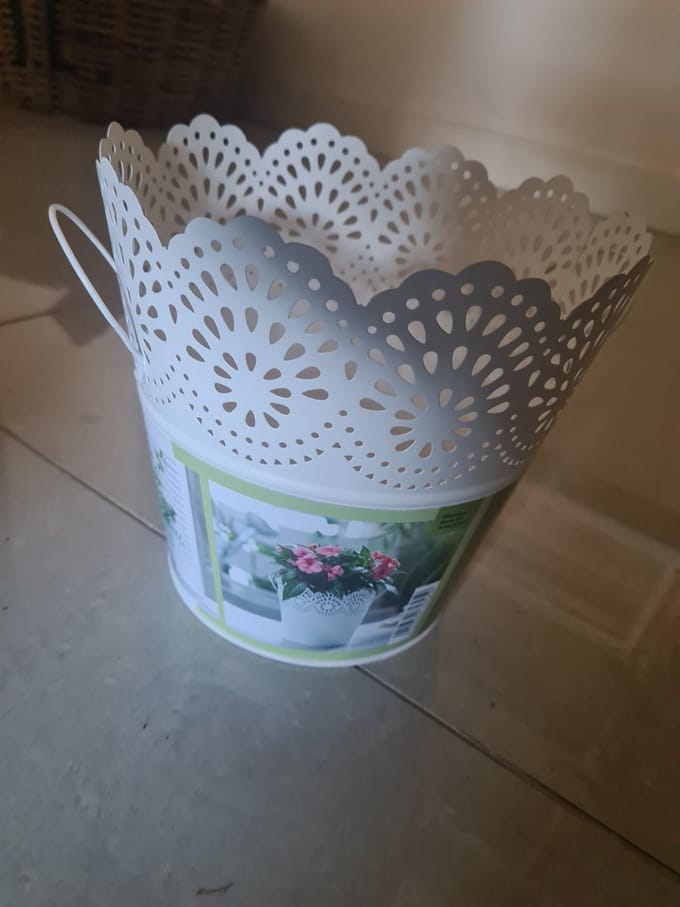 Livarno home Bloempot metaal wit 20 x 18.cm
