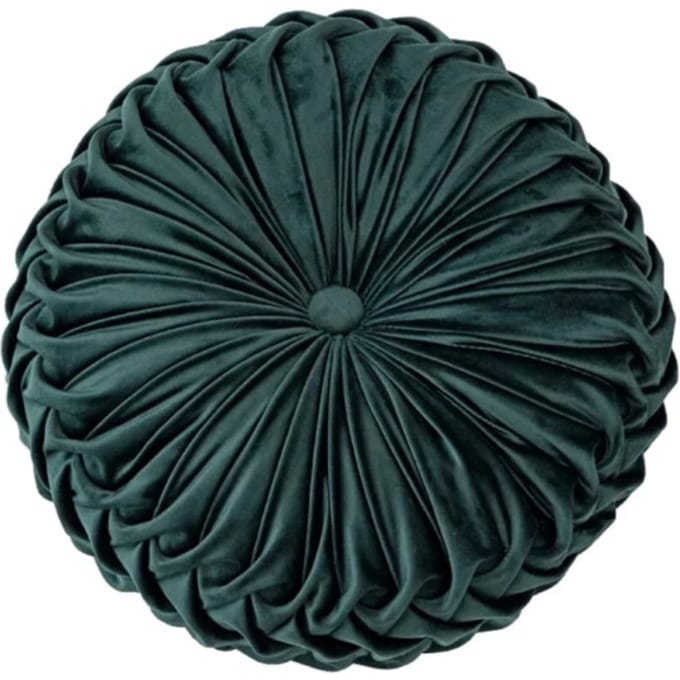 Casa di Elturo Fluwelen kussen ottoman – rond – tijm Ø 38 cm (incl. vulling)