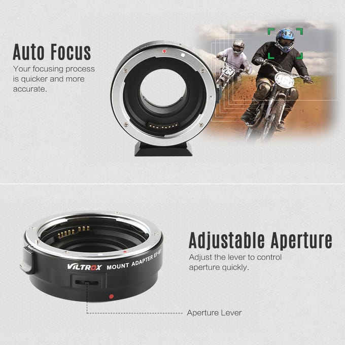 Viltrox EF-M1 Lensadapter Ring Mount voor Panasonic GH5/4/3 Olympus Camera gray