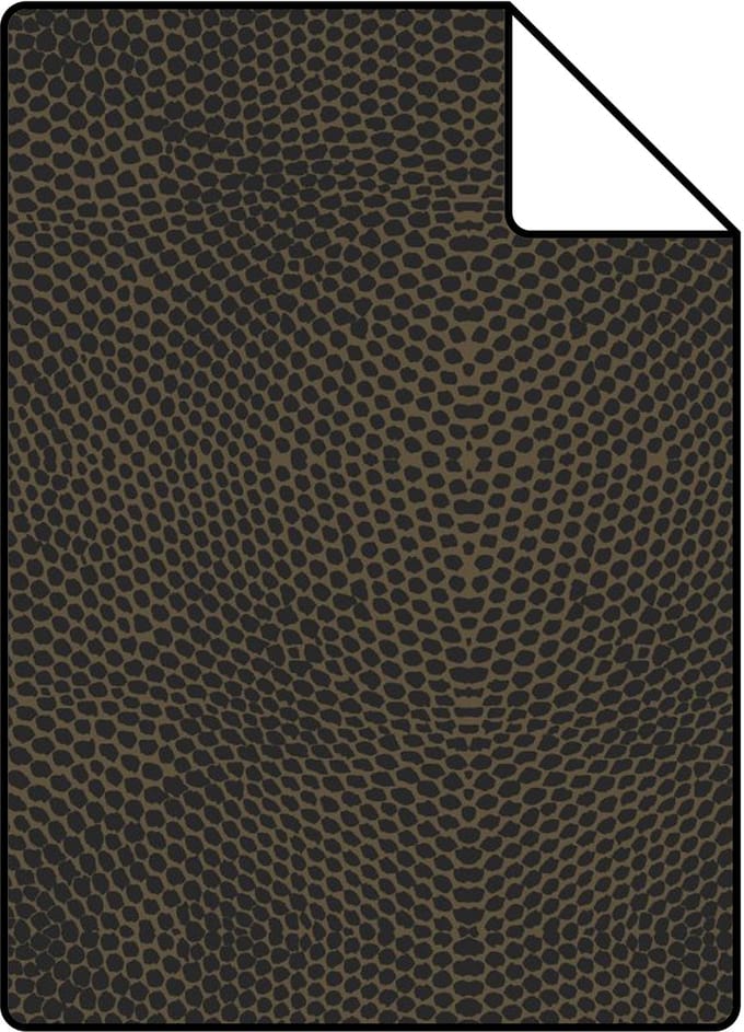 Proefstaal Origin Wallcoverings behang dierenhuidprint zwart en glanzend brons - 26,5 x 21 cm - 347322-S