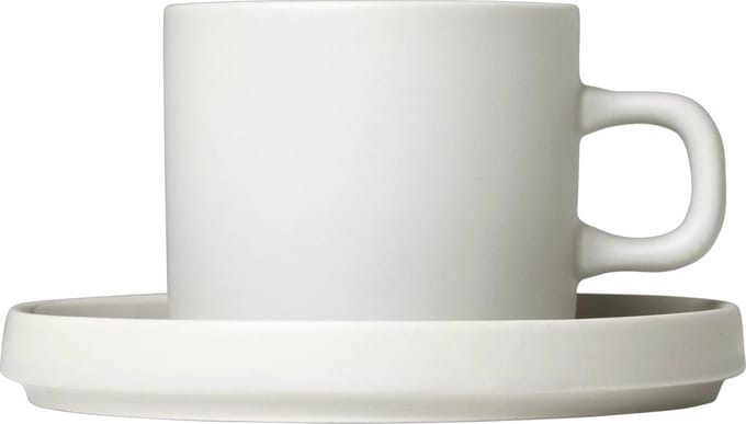 Blomus PILAR Kopjes en Schotel - 200 ml - Moonbeam - 2 stuks