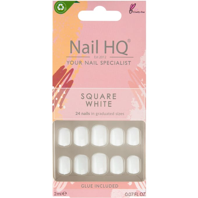 Nail HQ Square White Nails 24 pcs + 2 ml