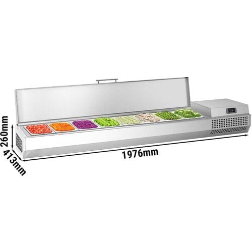 GGM Gastro Opzetkoelvitrine PREMIUM PLUS - 1976x413mm - 8x GN 1/3 zilver