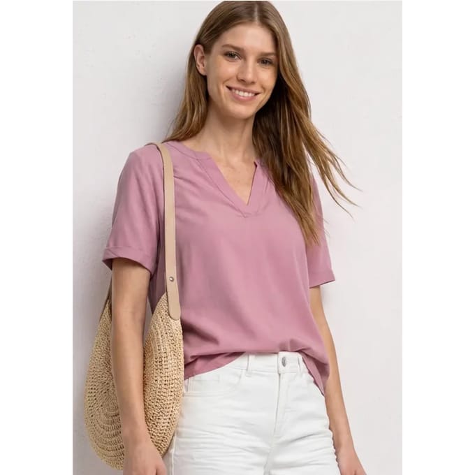Blouse met gespleten hals en omslag