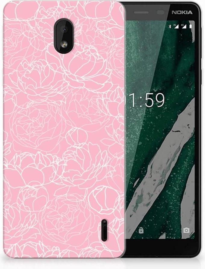 Nokia 1 Plus TPU Case White Flowers