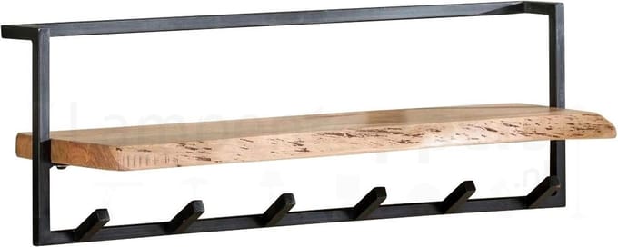 Kapstok Edge 6 Haken Boomstam Plank 100cm