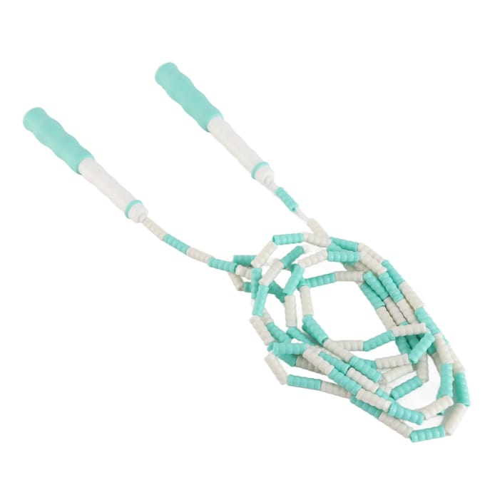 Corde à sauter segmentée Réglable Anti-nœuds Perles Flexible Plastique PP Corde à sauter pour enfants Vert blue