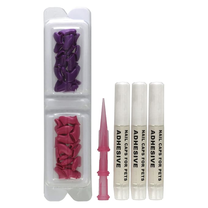 Kitty Caps, nagelkapjes kit, klein, heet paars, heet roze, 44-delige kit white