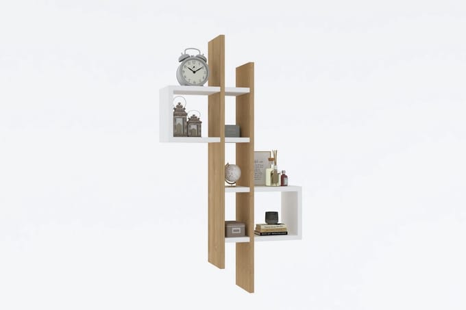 Emse Wandplank | 100% MELAMINE | Saffier Eiken, Wit - Emob - Wandrek - Wit; Bruin - Melamine; Spaanplaat