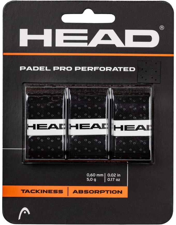 Head Padel Pro Perforated Overgrip 3 Stuks Kleur : Zwart