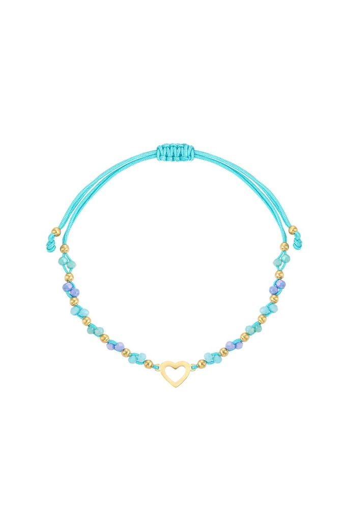 Zomer armbandje kleurrijk hart - blauw goud