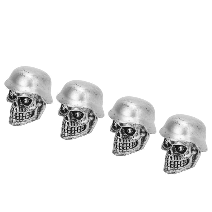 4 stuks set helm schedel type bandventieldopjes met rubberen ring universeel voor auto's fietsen SUV's zilver