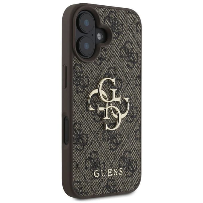 Guess 4G Metal Logo Backcover voor de Apple iPhone 16 - Bruin