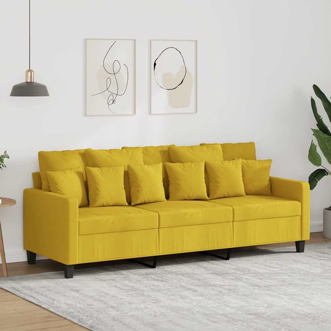 vidaXL - Driezitsbank - 180 - cm - stof - lichtgeel