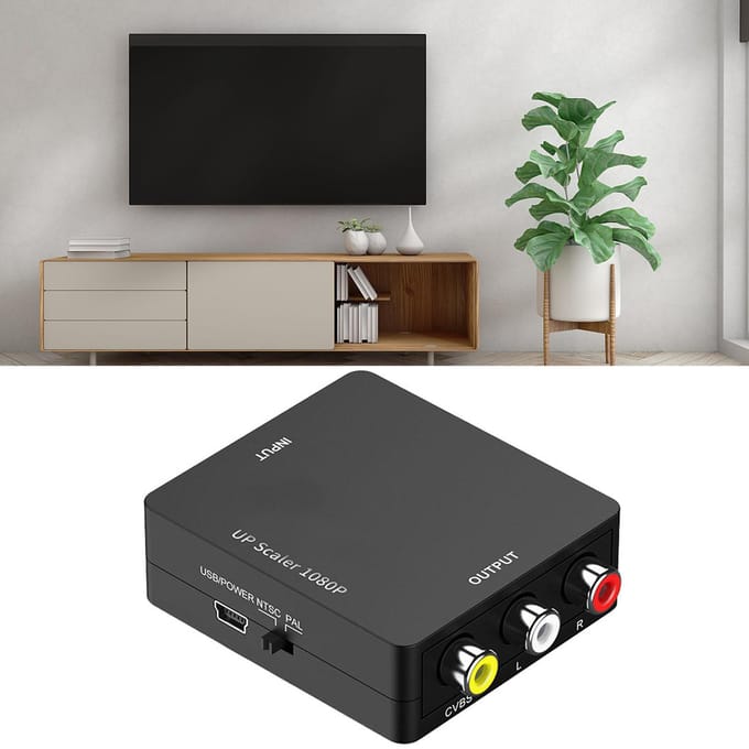HD Multimedia Interface naar AV Converter 1080P Plug and Play RCA Geluid Video Adapter voor PS5 Set Top zwart