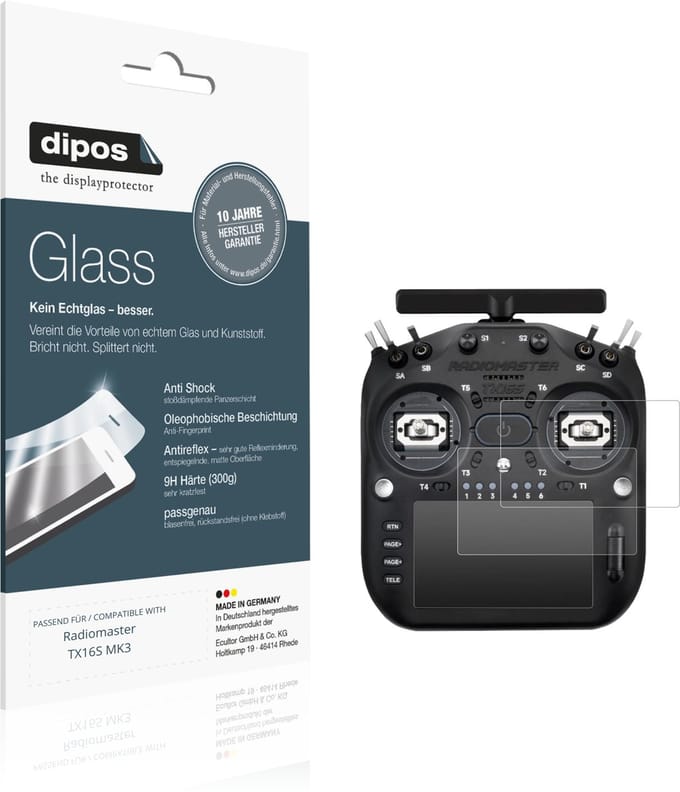 dipos – 2x Matte Pantserfolie geschikt voor Radiomaster TX16S MK3 | 9H Screenprotector