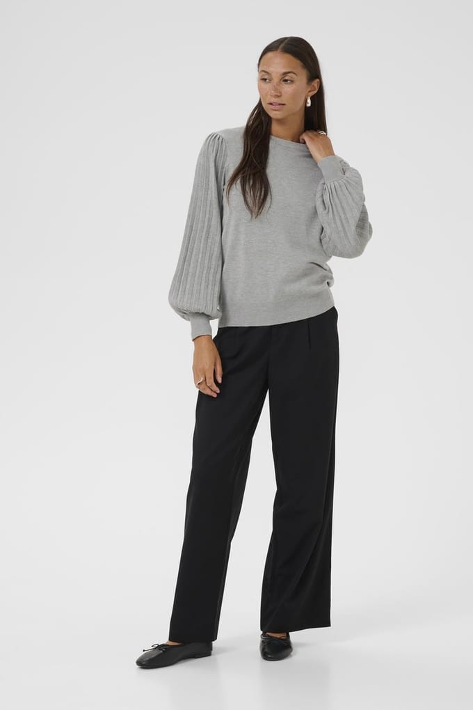Kaffe KAlone Knit Pullover Dames Trui - Light Grey Melange