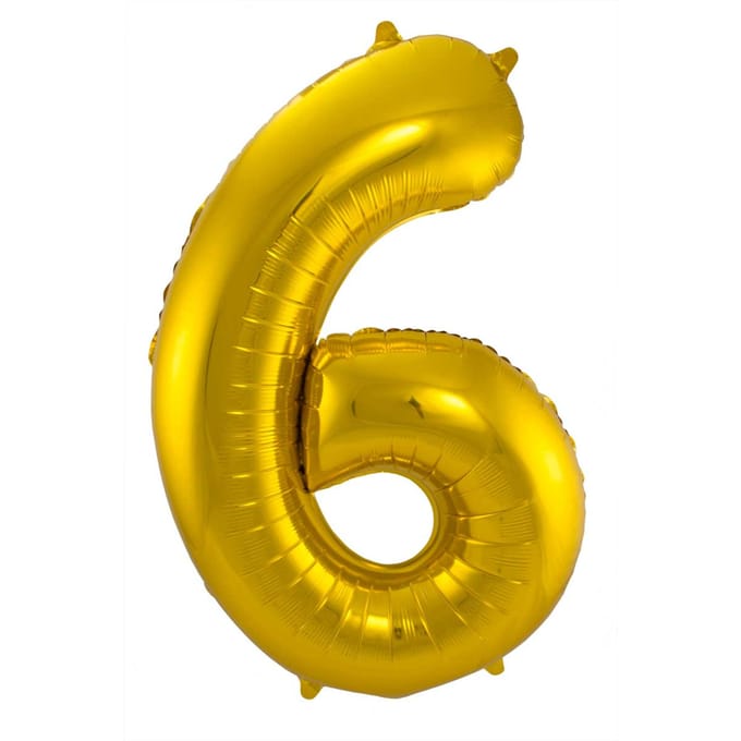 Folieballon Cijfer 6 - Goud - 86 cm