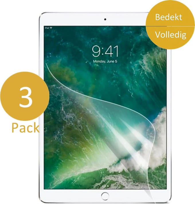 Screenprotector geschikt voor iPad 9.7 2018 - Glas PET Folie - 3 Stuks