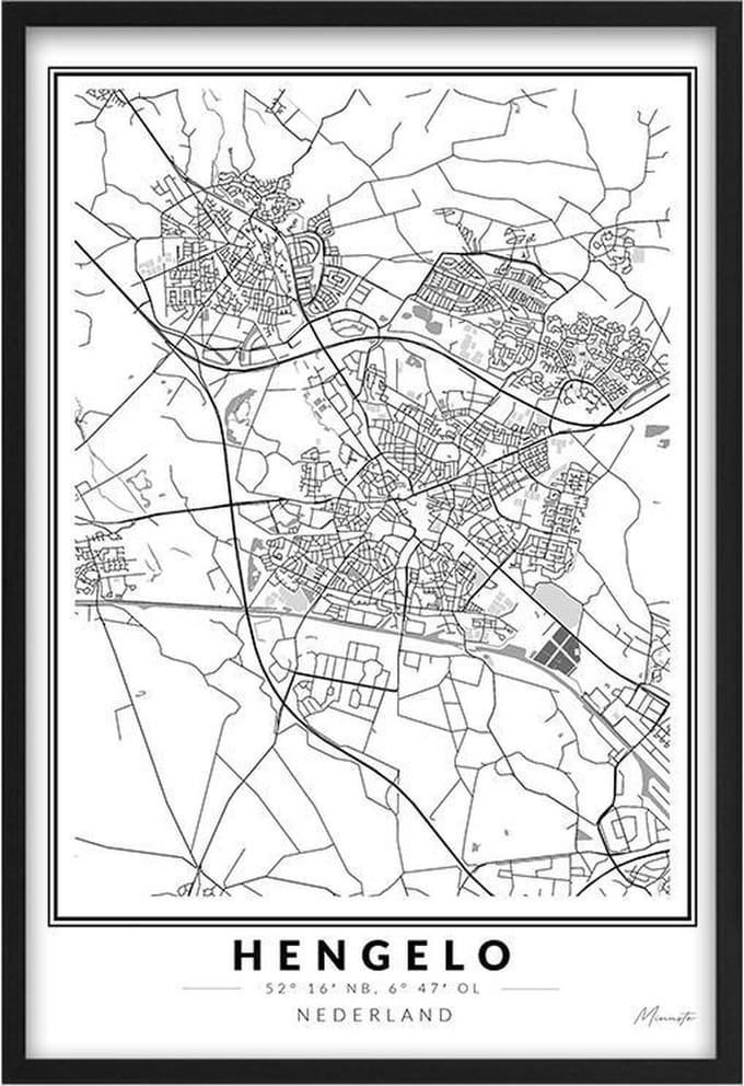 Poster Stad Hengelo A4 - 21 x 30 cm (Exclusief Lijst)