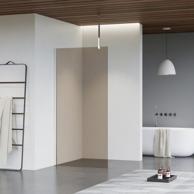 FugaFlow Eccelente Vetro inloopdouche badkamer - 100x200cm - rookglas - plafondarm - chroom